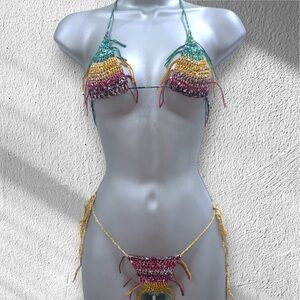 Rasta Sequins Crochet Bikini Set